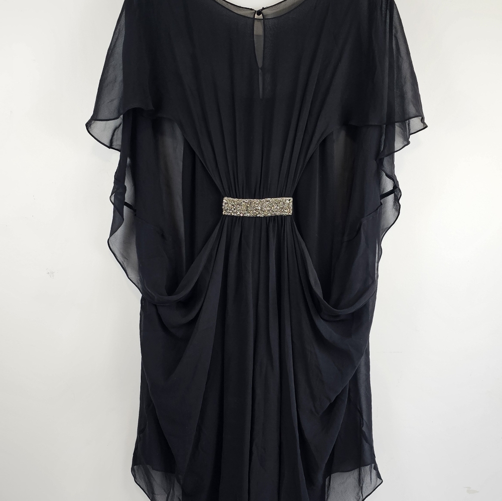 Rickie Freeman by Teri Jon Women's Black Silk Jewel Midi Dress Size 14 $440 MSRP - Picture 2 of 16